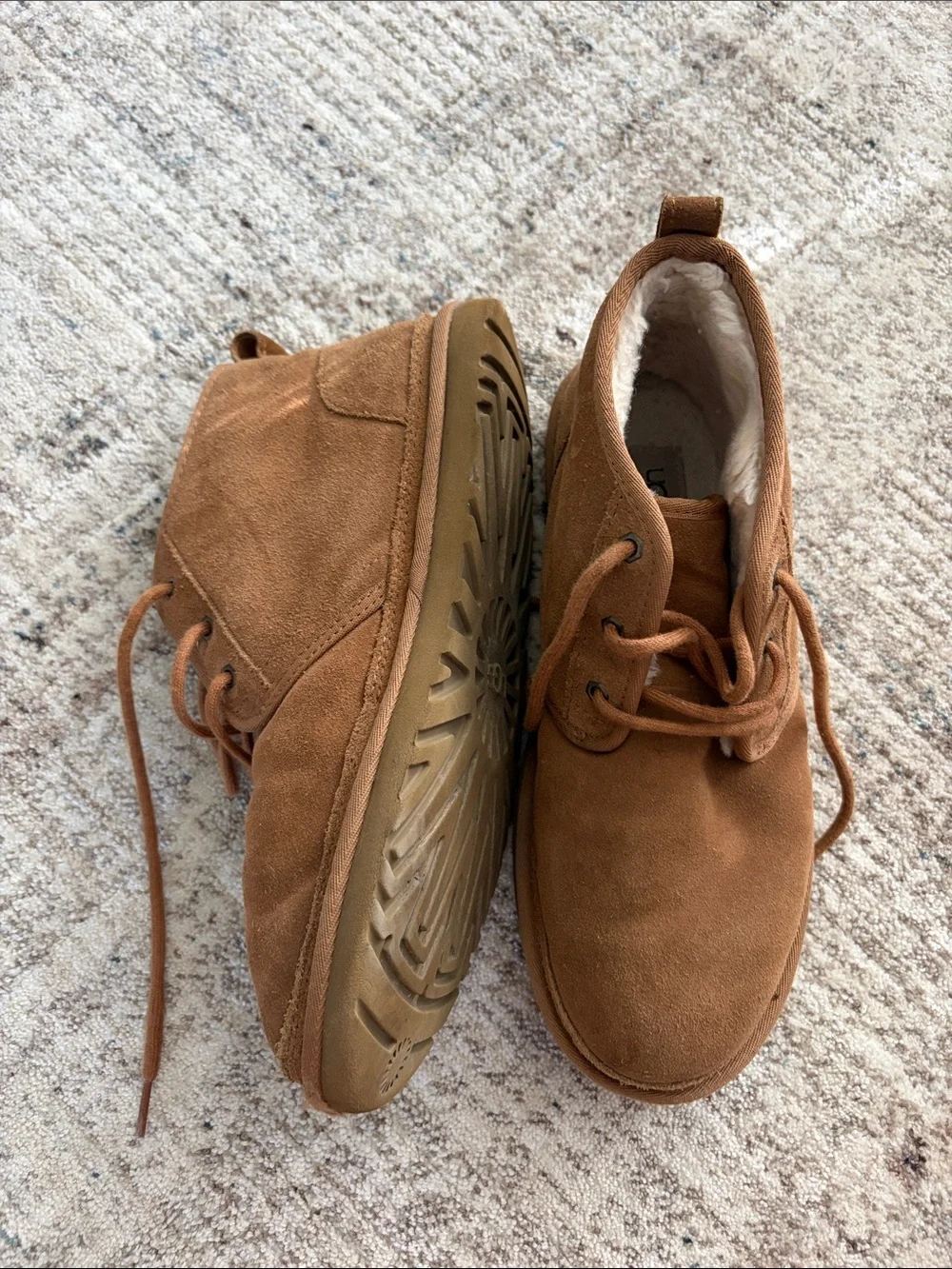 UGG Chestnut Brown Suede Lace-Up Shearling Shoe